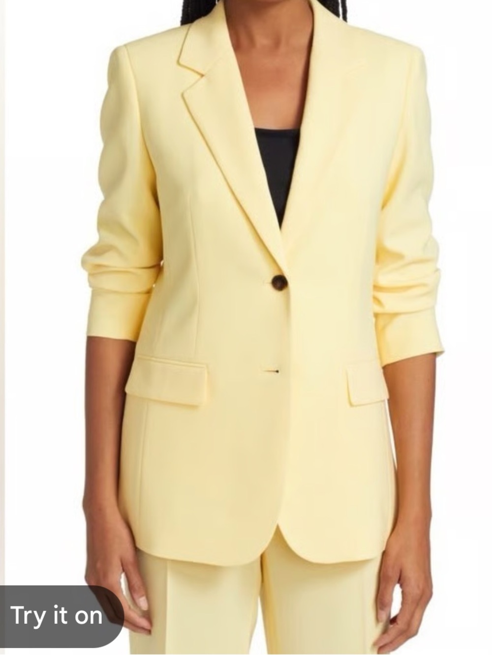 Nasty Gal Pale Yellow Single-Button Blazer